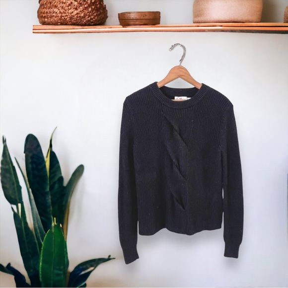 Vineyard Vines Sweaters - Vineyard Vines Merino Wool Sweater Small Black Cable Knit Crewneck